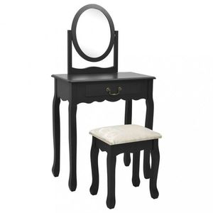 Toaletní stolek s taburetem Dekorhome Černá obraz