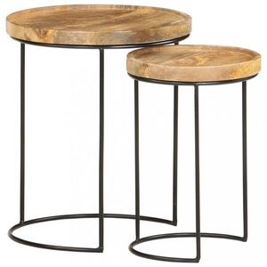 Odkládací stolek 2 ks dřevo / kov Dekorhome Mangovníkové dřevo obraz