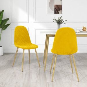 Jídelní židle 2 ks samet / kov Dekorhome Žlutá, Jídelní židle 2 ks samet / kov Dekorhome Žlutá obraz
