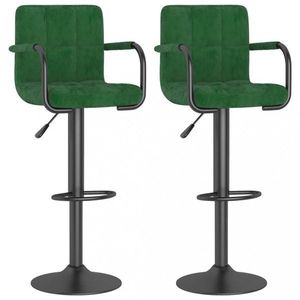 Barová židle 2 ks samet / kov Dekorhome Tmavě zelená, Barová židle 2 ks samet / kov Dekorhome Tmavě zelená obraz
