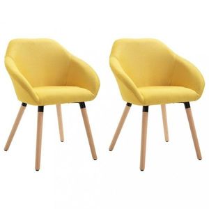 Jídelní židle 2 ks látka / dřevo Dekorhome Žlutá obraz