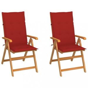 Zahradní židle 2 ks teak / látka Dekorhome Červená, Zahradní židle 2 ks teak / látka Dekorhome Červená obraz