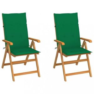 Zahradní židle 2 ks teak / látka Dekorhome Tmavě zelená obraz