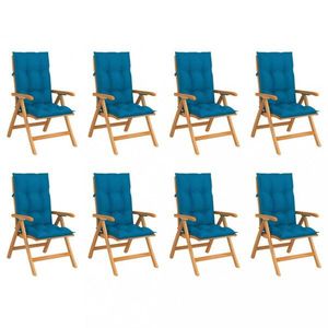 Skládací zahradní židle s poduškami 8 ks teak / látka Dekorhome Světle modrá obraz