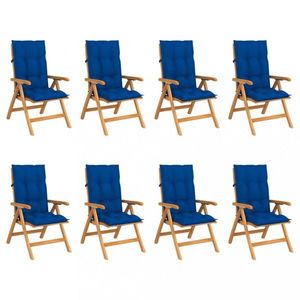 Skládací zahradní židle s poduškami 8 ks teak / látka Dekorhome Tmavě modrá obraz