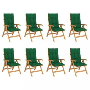 Skládací zahradní židle s poduškami 6 ks teak Dekorhome Zelená obraz