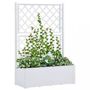 Zahradní truhlík s treláží 100x43x142 cm PP Dekorhome Bílá obraz