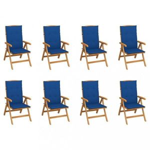 Skládací zahradní židle s poduškami 8 ks teak / látka Dekorhome Tmavě modrá, Skládací zahradní židle s poduškami 8 ks teak / látka Dekorhome Tmavě modr obraz