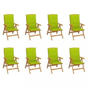 Skládací zahradní židle s poduškami 8 ks teak / látka Dekorhome Světle zelená obraz