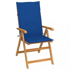 Skládací zahradní židle s poduškami teak / látka Dekorhome Tmavě modrá obraz