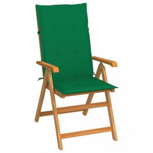 Skládací zahradní židle s poduškami teak / látka Dekorhome Tmavě zelená obraz