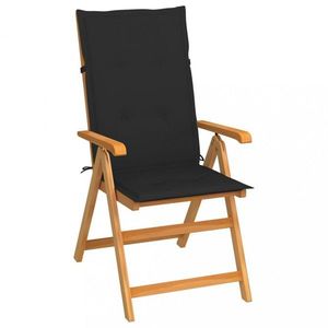 Skládací zahradní židle s poduškami teak / látka Dekorhome Černá, Skládací zahradní židle s poduškami teak / látka Dekorhome Černá obraz