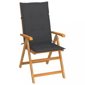 Skládací zahradní židle s poduškami teak / látka Dekorhome Antracit, Skládací zahradní židle s poduškami teak / látka Dekorhome Antracit obraz