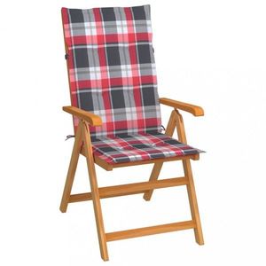 Skládací zahradní židle s poduškami teak / látka Dekorhome Bílá / červená, Skládací zahradní židle s poduškami teak / látka Dekorhome Bílá / červená obraz
