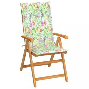 Skládací zahradní židle s poduškami teak / látka Dekorhome Květy vzor obraz