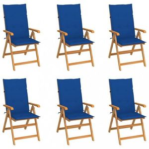 Zahradní židle 6 ks teak / látka Dekorhome Modrá, Zahradní židle 6 ks teak / látka Dekorhome Modrá obraz