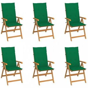 Zahradní židle 6 ks teak / látka Dekorhome Zelená obraz