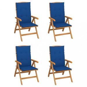 Zahradní židle 4 ks teak / látka Dekorhome Tmavě modrá, Zahradní židle 4 ks teak / látka Dekorhome Tmavě modrá obraz