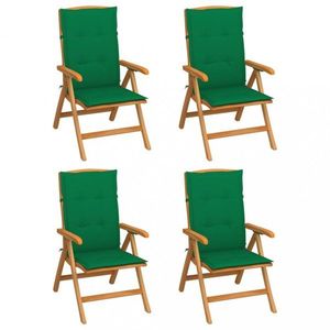 Zahradní židle 4 ks teak / látka Dekorhome Tmavě zelená obraz