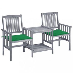 Zahradní židle se stolkem akácie / látka Dekorhome Tmavě zelená, Zahradní židle se stolkem akácie / látka Dekorhome Tmavě zelená obraz