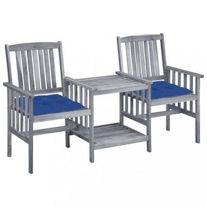 Zahradní židle se stolkem akácie / látka Dekorhome Tmavě modrá, Zahradní židle se stolkem akácie / látka Dekorhome Tmavě modrá obraz