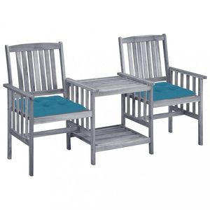 Zahradní židle se stolkem akácie / látka Dekorhome Světle modrá, Zahradní židle se stolkem akácie / látka Dekorhome Světle modrá obraz