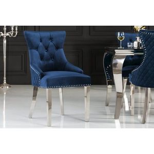 Chesterfield jídelní židle 2 ks FRIXON Dekorhome Modrá, Chesterfield jídelní židle 2 ks FRIXON Dekorhome Modrá obraz