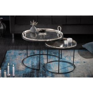 Odkládací stolek kov Dekorhome Stříbrná, Odkládací stolek kov Dekorhome Stříbrná obraz