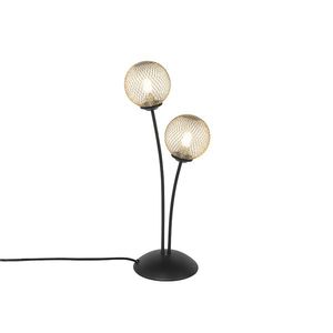 Moderní stolní lampa černá se zlatými 2 světly - Athens Wire obraz