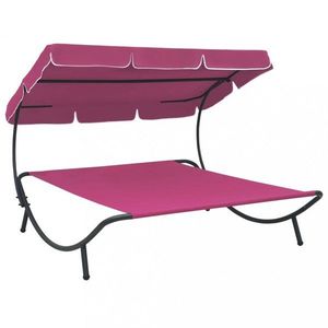 Zahradní postel s baldachýnem Dekorhome Růžová obraz