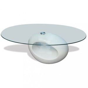 Konferenční stolek lamino / sklo Dekorhome Bílá lesk obraz