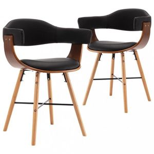 Jídelní židle 2 ks ohýbané dřevo / umělá kůže Dekorhome Černá / hnědá obraz