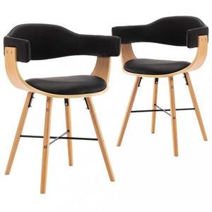 Jídelní židle 2 ks ohýbané dřevo / umělá kůže Dekorhome Černá / světle hnědá obraz