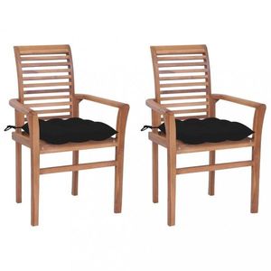 Zahradní jídelní židle s poduškou 2 ks teak Dekorhome Černá, Zahradní jídelní židle s poduškou 2 ks teak Dekorhome Černá obraz
