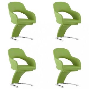 Jídelní židle 4 ks umělá kůže / chrom Dekorhome Zelená, Jídelní židle 4 ks umělá kůže / chrom Dekorhome Zelená obraz