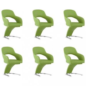 Jídelní židle 6 ks umělá kůže / chrom Dekorhome Zelená, Jídelní židle 6 ks umělá kůže / chrom Dekorhome Zelená obraz