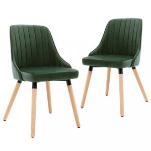 Jídelní židle 2 ks samet / buk Dekorhome Tmavě zelená obraz