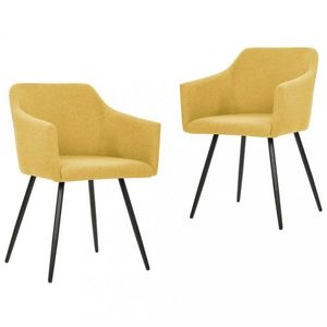 Jídelní židle 2 ks látka / kov Dekorhome Žlutá, Jídelní židle 2 ks látka / kov Dekorhome Žlutá obraz