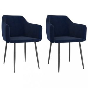 Jídelní židle 2 ks samet / kov Dekorhome Modrá, Jídelní židle 2 ks samet / kov Dekorhome Modrá obraz