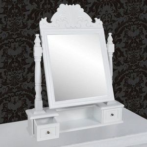 Toaletní stolek se zrcadlem bílá Dekorhome, Toaletní stolek se zrcadlem bílá Dekorhome obraz