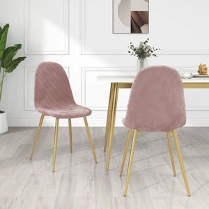 Jídelní židle 2 ks samet / kov Dekorhome Růžová obraz