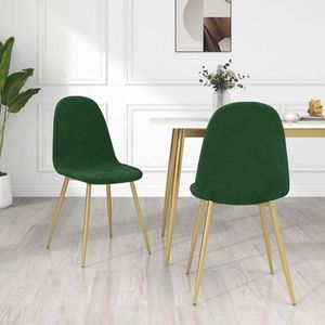 Jídelní židle 2 ks samet / kov Dekorhome Tmavě zelená obraz