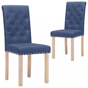 Jídelní židle 2 ks látka / dřevo Dekorhome Modrá obraz