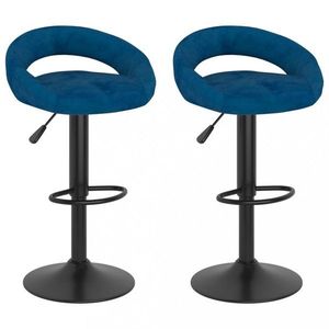 Barová židle 2 ks samet / kov Dekorhome Modrá obraz