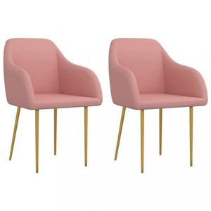 Jídelní židle 2 ks samet / kov Dekorhome Růžová, Jídelní židle 2 ks samet / kov Dekorhome Růžová obraz