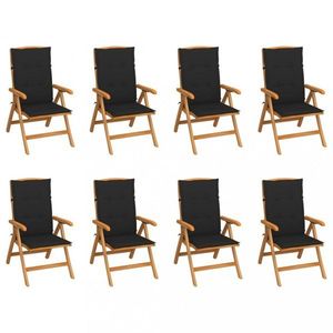 Skládací zahradní židle s poduškami 8 ks teak / látka Dekorhome Černá obraz
