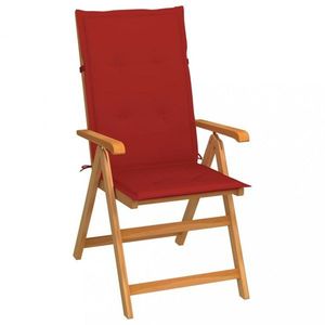 Skládací zahradní židle s poduškami teak / látka Dekorhome Červená, Skládací zahradní židle s poduškami teak / látka Dekorhome Červená obraz