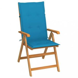 Skládací zahradní židle s poduškami teak / látka Dekorhome Světle modrá obraz