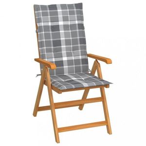 Skládací zahradní židle s poduškami teak / látka Dekorhome Šedá kostka obraz