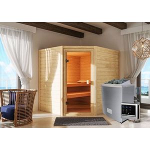 Interiérová finská sauna s kamny 9 kW Dekorhome obraz